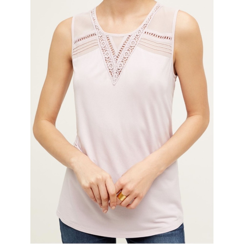 Anthropology Victorian Lace Cream Tank Romantic Coquette Small Petite